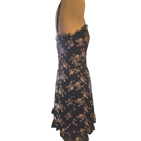 Royal Bones ☠️baby doll dress w/ ruffles sweetheart neckline spaghetti straps M - Picture 3 of 6